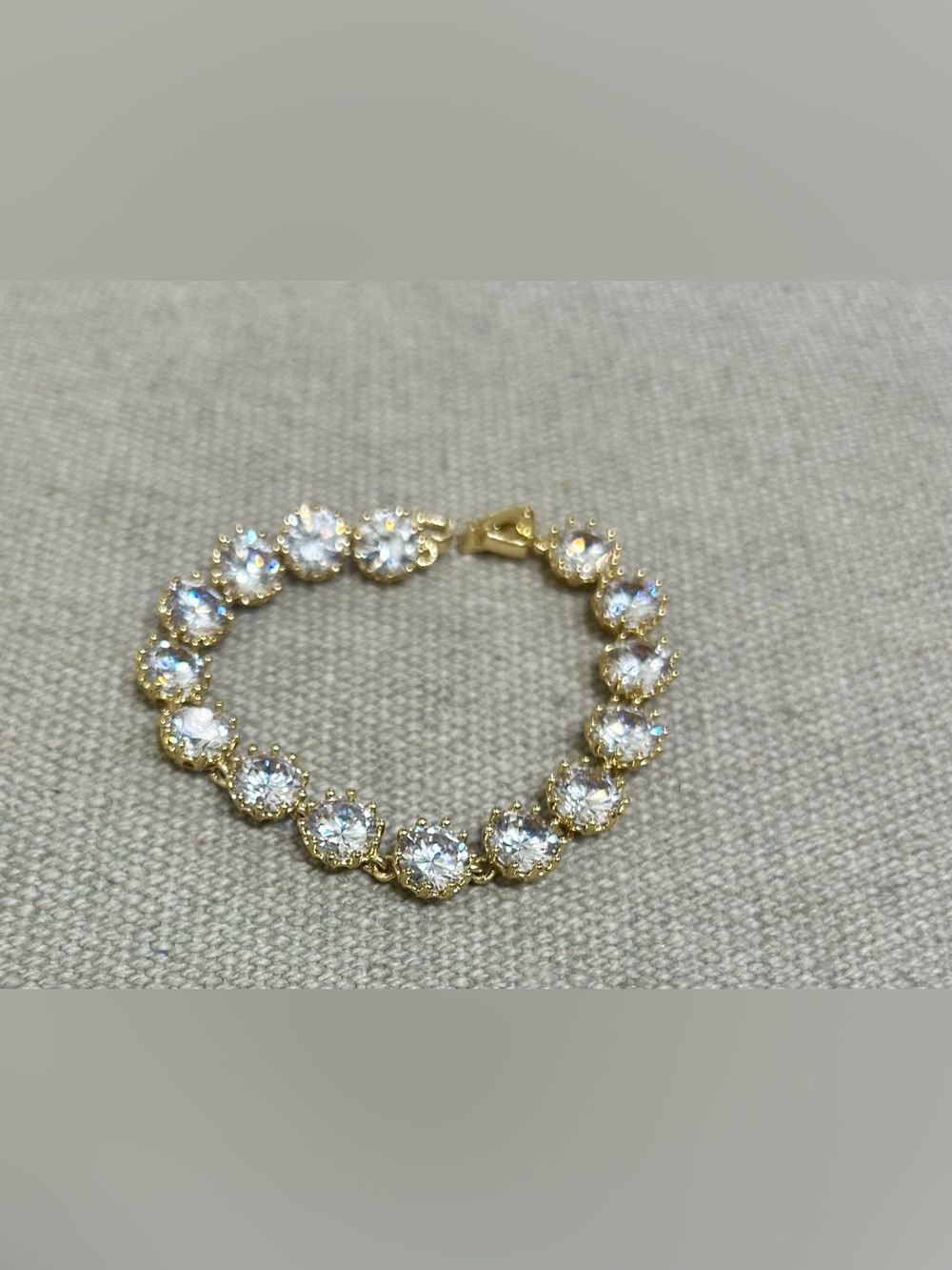 Gold-Plated Cubic Zirconia Tennis Bracelet - Sparkling White Stones